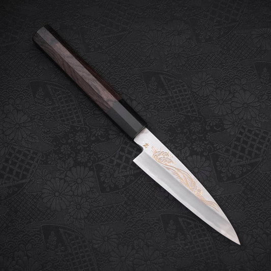 Koyanagi White Steel #2 Kasumi Chokin Nami Buffalo Ebony Handle 110mm