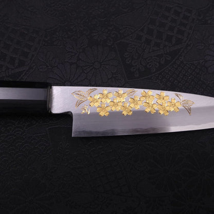 Koyanagi White Steel #2 Kasumi Chokin Sakura Buffalo Ebony Handle 110mm