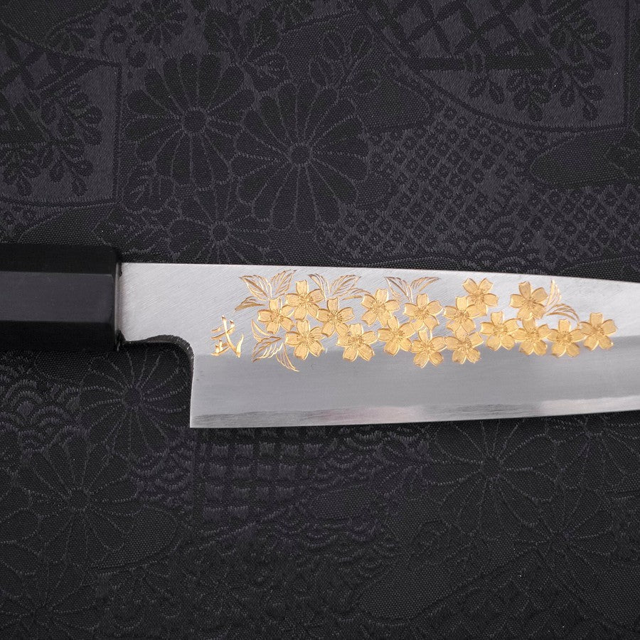 Koyanagi White Steel #2 Kasumi Chokin Sakura Buffalo Ebony Handle 135mm