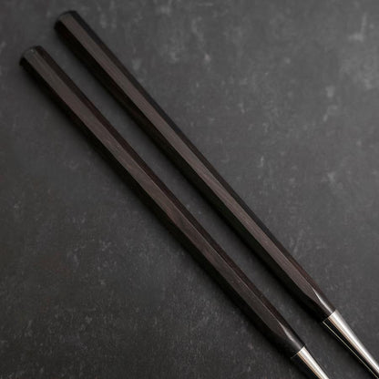 Moribashi Chopsticks Stainless Ebony Handle 150mm with Ebony Sheath and Storage Pouch