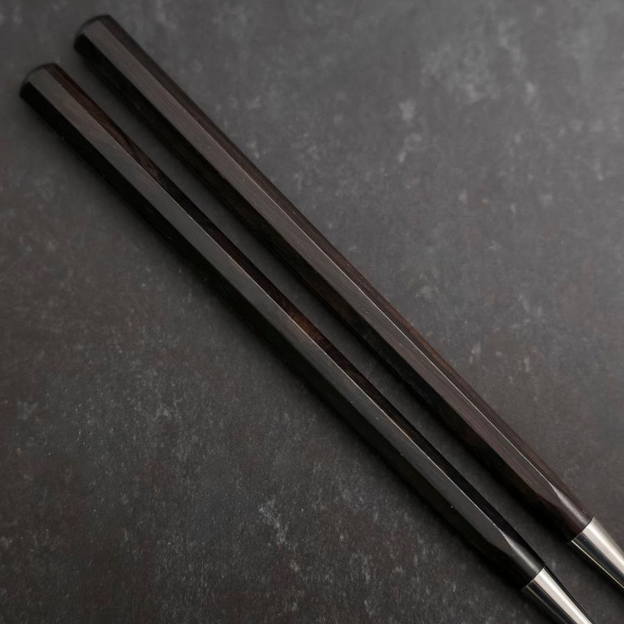 Moribashi Chopsticks Stainless Ebony Handle 180mm with Ebony Sheath and Storage Pouch