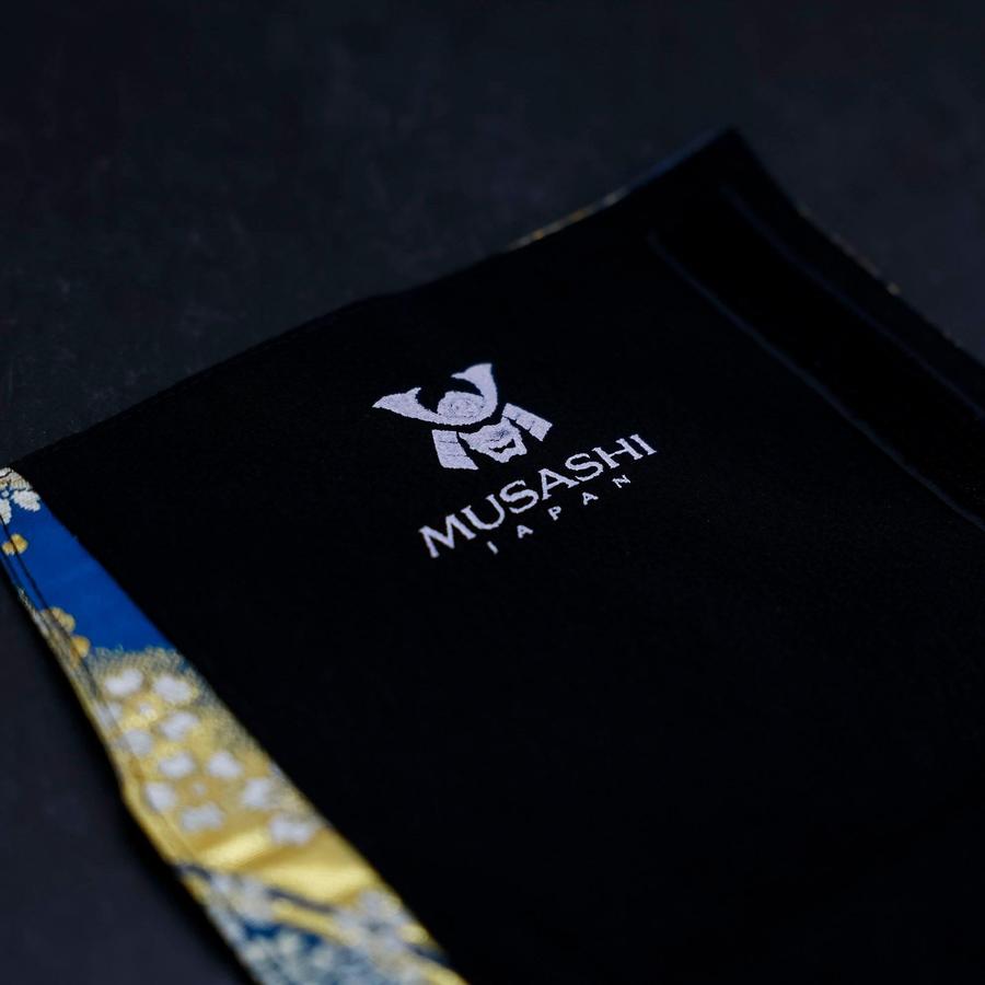 Musashi Japanese Style Kitchen Knife Roll Blue-Golden Sakura River 1 Pockets Handmade