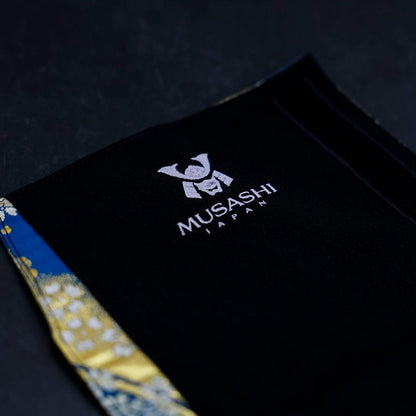 Musashi Japanese Style Kitchen Knife Roll Blue-Golden Sakura River 1 Pockets Handmade