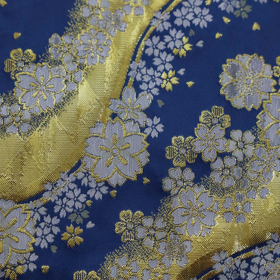 Musashi Japanese Style Kitchen Knife Roll Blue-Golden Sakura River 4 Pockets Handmade