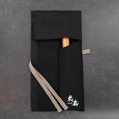 Musashi Japanese Style Kitchen Knife Roll Flower Black 1 Pocket Handmade