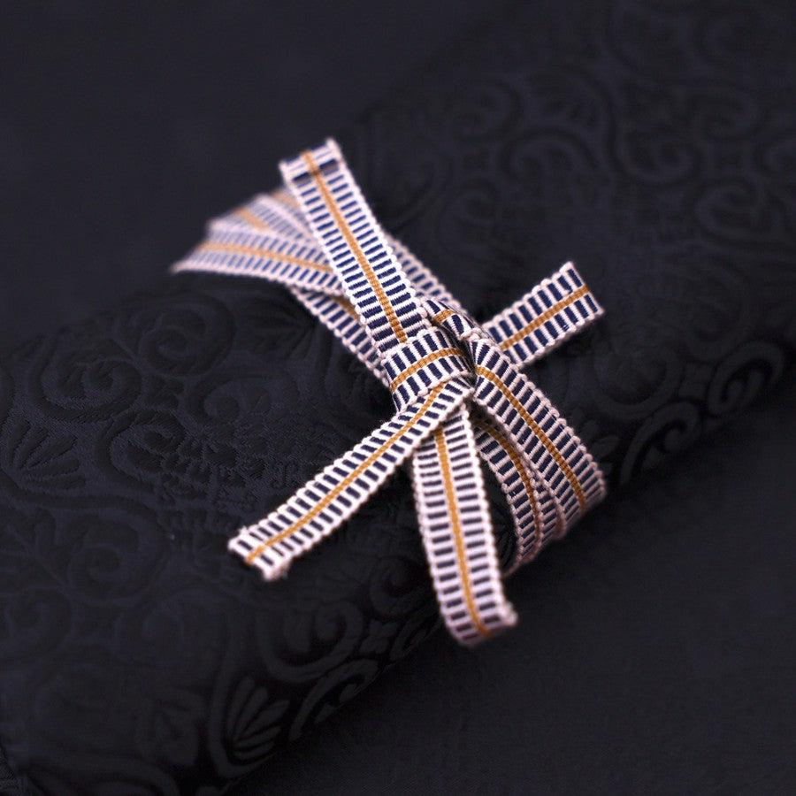 Musashi Japanese Style Kitchen Knife Roll Flowers Black 4 Pockets Handmade