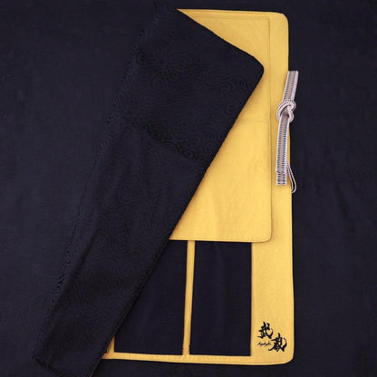 Musashi Japanese Style Kitchen Knife Roll Flowers Black 4 Pockets Handmade