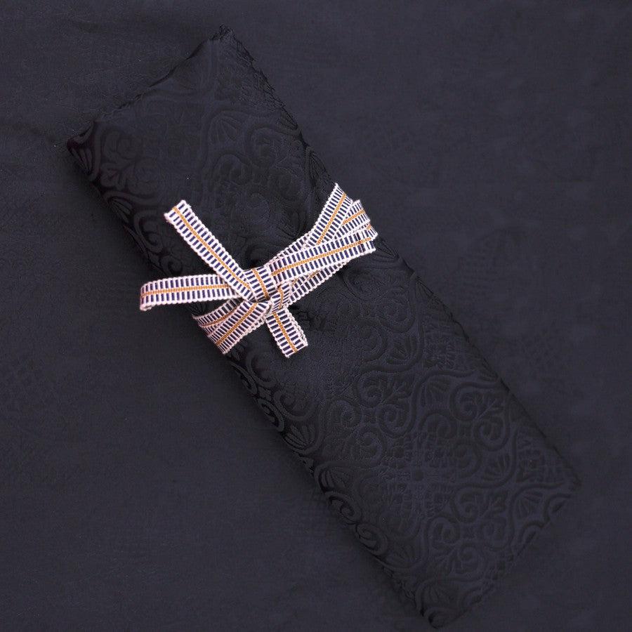 Musashi Japanese Style Kitchen Knife Roll Flowers Black 4 Pockets Handmade