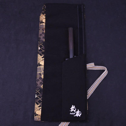 Musashi Japanese Style Kitchen Knife Roll Gold Sakura&Fan 1 Pocket Handmade