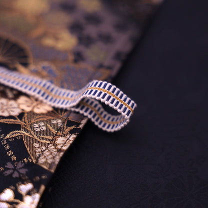 Musashi Japanese Style Kitchen Knife Roll Gold Sakura&Fan 1 Pocket Handmade