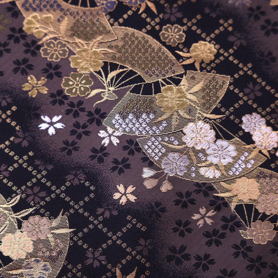 Musashi Japanese Style Kitchen Knife Roll Gold Sakura&Fan 1 Pocket Handmade