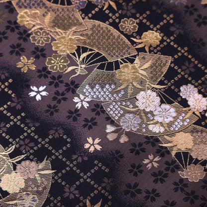 Musashi Japanese Style Kitchen Knife Roll Gold Sakura&Fan 1 Pocket Handmade