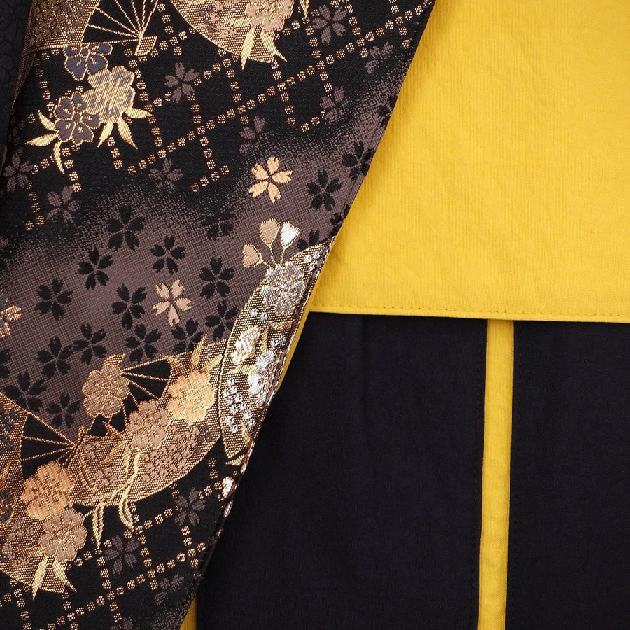 Musashi Japanese Style Kitchen Knife Roll Gold Sakura&Fan 4 Pockets Handmade