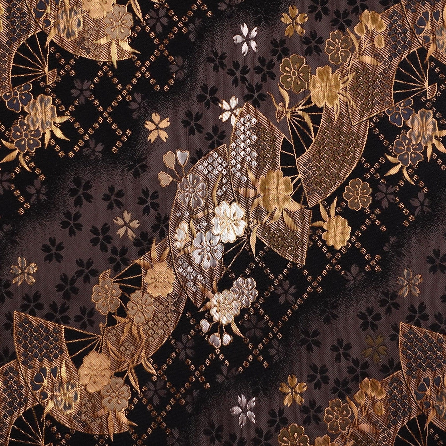 Musashi Japanese Style Kitchen Knife Roll Gold Sakura&Fan 4 Pockets Handmade