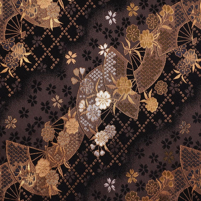 Musashi Japanese Style Kitchen Knife Roll Gold Sakura&Fan 4 Pockets Handmade