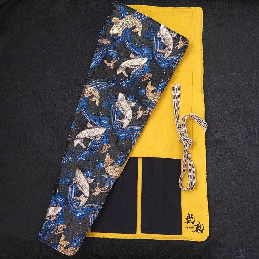 Musashi Japanese Style Kitchen Knife Roll Koi 4 Pockets Handmade