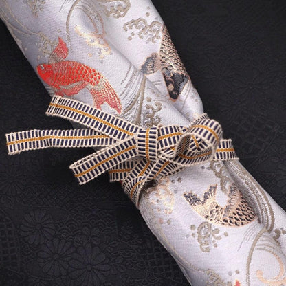 Musashi Japanese Style Kitchen Knife Roll Koi-White 4 Pockets Handmade