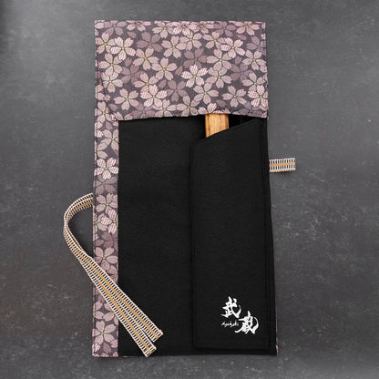 Musashi Japanese Style Kitchen Knife Roll Purple Sakura 1 Pocket Handmade