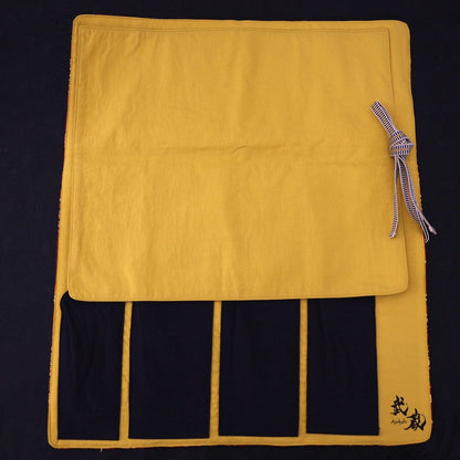 Musashi Japanese Style Kitchen Knife Roll Red Dragon Tiger 4 Pockets Handmade