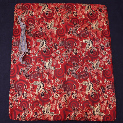 Musashi Japanese Style Kitchen Knife Roll Red Dragon Tiger 4 Pockets Handmade