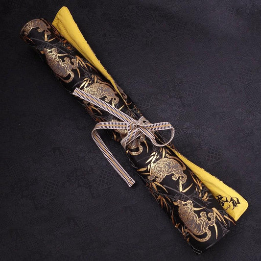 Musashi Japanese Style Kitchen Knife Roll Tiger 4 Pockets Handmade