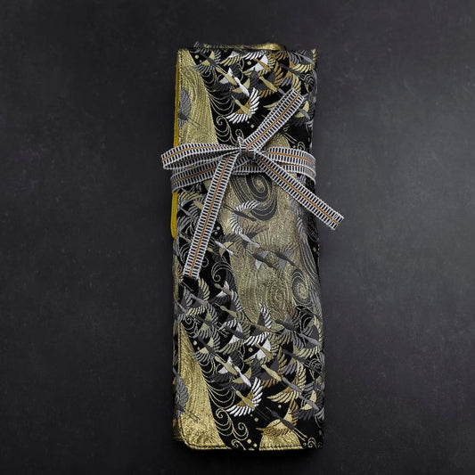 Musashi Japanese Style Kitchen Knife Roll Uzumaki Tsuru-Mai 4 Pockets Handmade