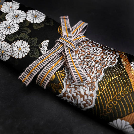 Musashi Japanese Style Kitchen Knife Roll Yamagata Kikkamon Black 1 Pocket Handmade