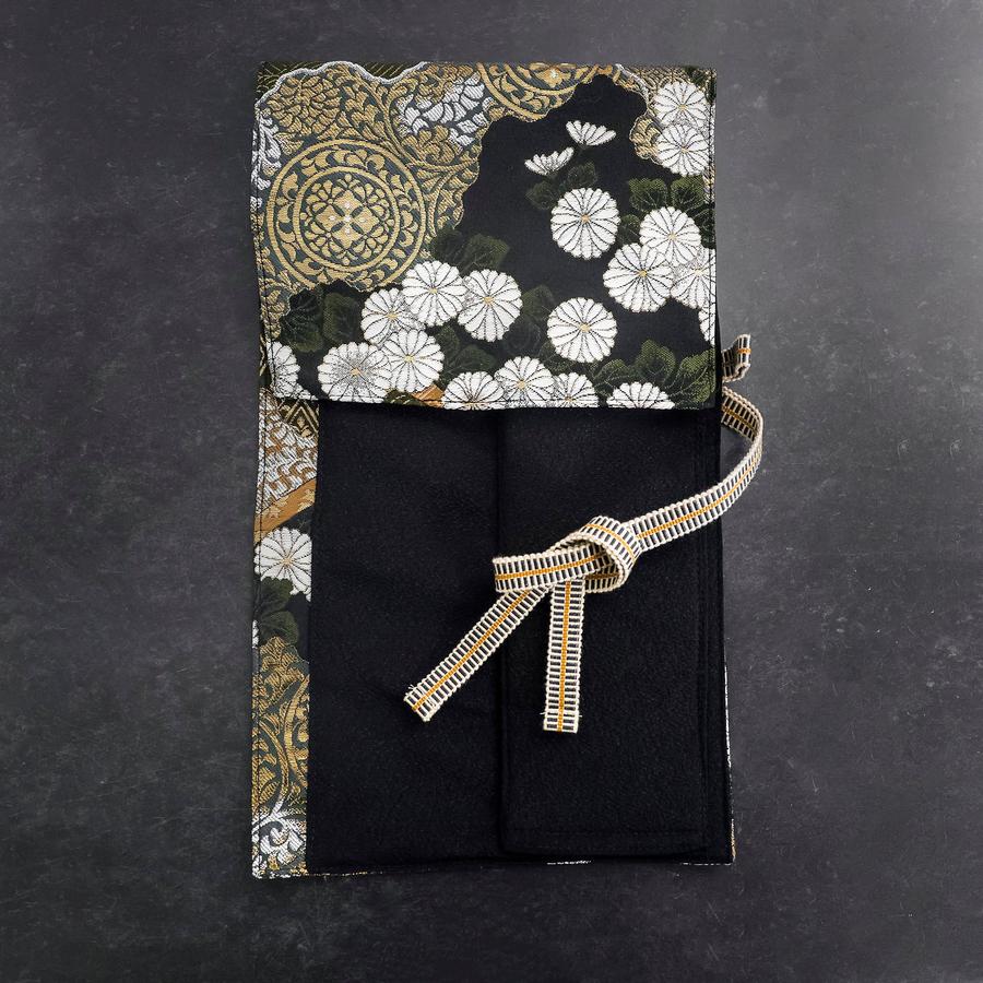 Musashi Japanese Style Kitchen Knife Roll Yamagata Kikkamon Black 1 Pocket Handmade