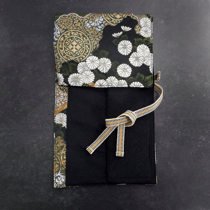 Musashi Japanese Style Kitchen Knife Roll Yamagata Kikkamon Black 1 Pocket Handmade