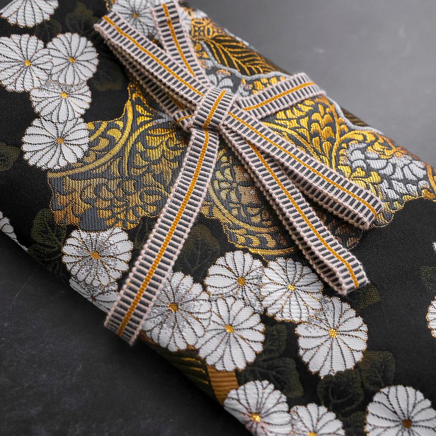 Musashi Japanese Style Kitchen Knife Roll Yamagata Kikkamon Black 4 Pockets Handmade