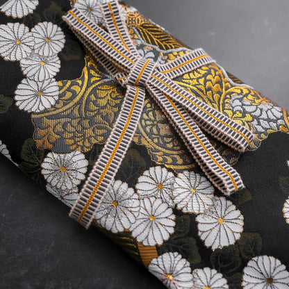 Musashi Japanese Style Kitchen Knife Roll Yamagata Kikkamon Black 4 Pockets Handmade