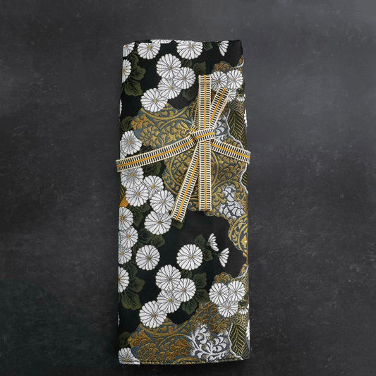 Musashi Japanese Style Kitchen Knife Roll Yamagata Kikkamon Black 4 Pockets Handmade