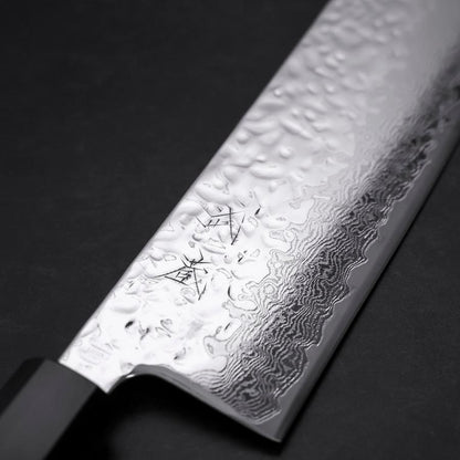 Nakiri AUS-10 Mirror Tsuchime Damascus Buffalo Magnolia Handle 165mm