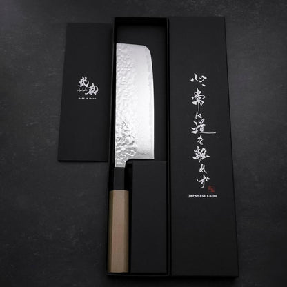 Nakiri AUS-10 Mirror Tsuchime Damascus Buffalo Magnolia Handle 165mm