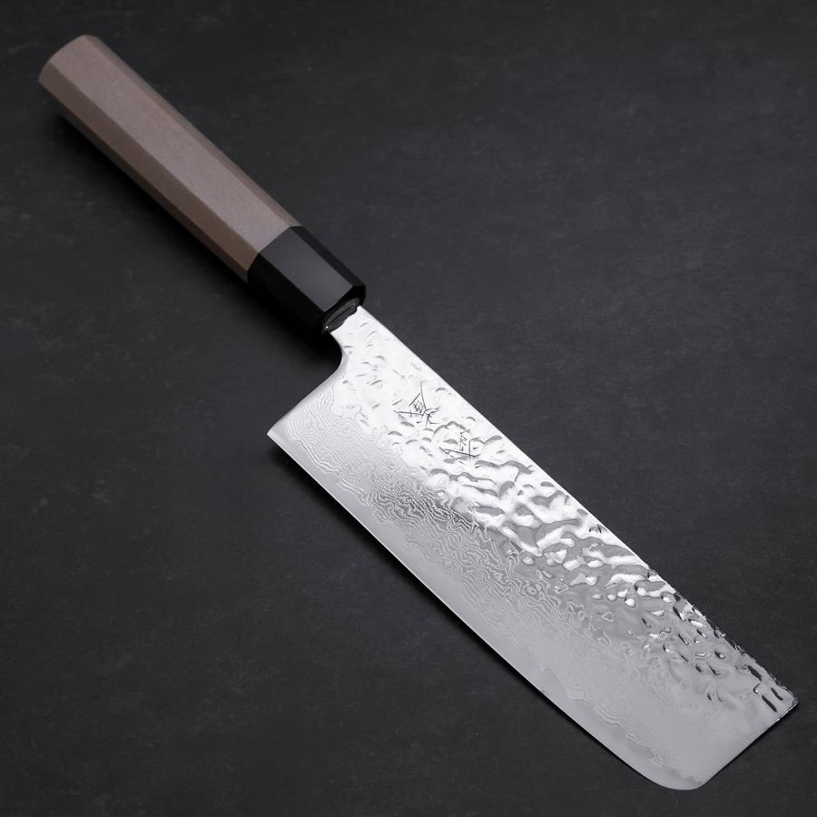 Nakiri AUS-10 Mirror Tsuchime Damascus Buffalo Magnolia Handle 165mm