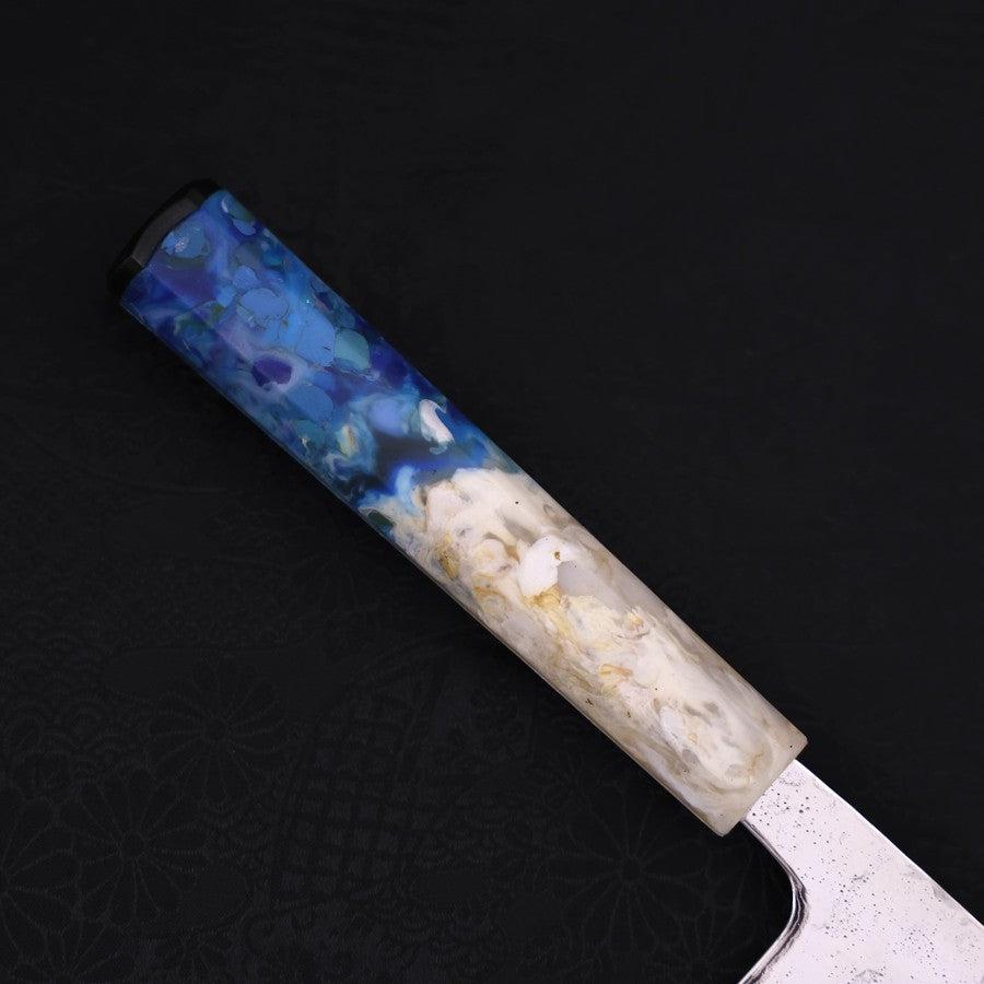 Nakiri AUS-10 Nashiji Damascus Ocean White Blue Handle 165mm