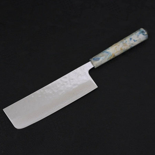 Nakiri AUS-10 Nashiji Damascus Ocean White Mix Handle 165mm