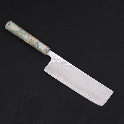 Nakiri AUS-10 Nashiji Damascus Ocean White Mix Handle 165mm