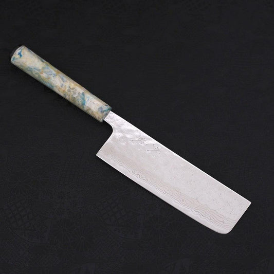 Nakiri AUS-10 Nashiji Damascus Ocean White Mix Handle 165mm