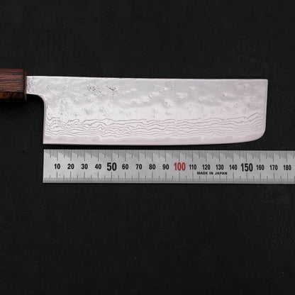 Nakiri AUS-10 Nashiji Damascus Sumi Urushi Handle 165mm