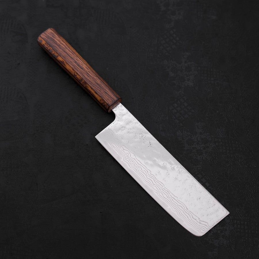 Nakiri AUS-10 Nashiji Damascus Sumi Urushi Handle 165mm