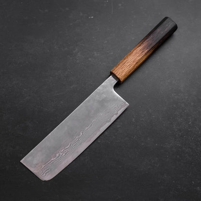 Nakiri AUS-10 Polished Nashiji Damascus Yaki Urushi Handle 165mm
