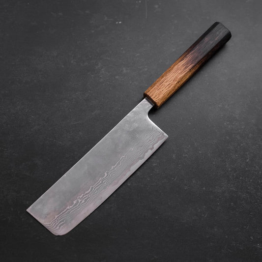 Nakiri AUS-10 Polished Nashiji Damascus Yaki Urushi Handle 165mm
