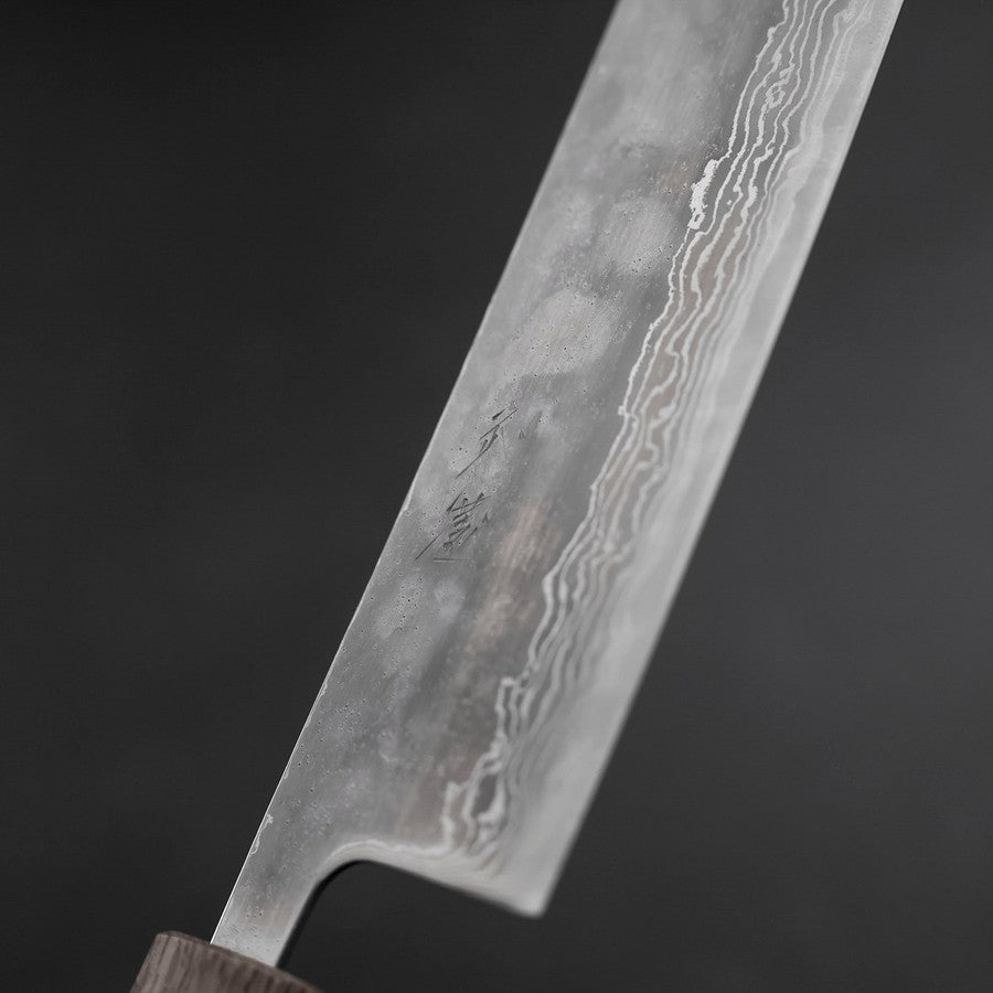Nakiri AUS-10 Polished Nashiji Damascus Yaki Urushi Handle 165mm