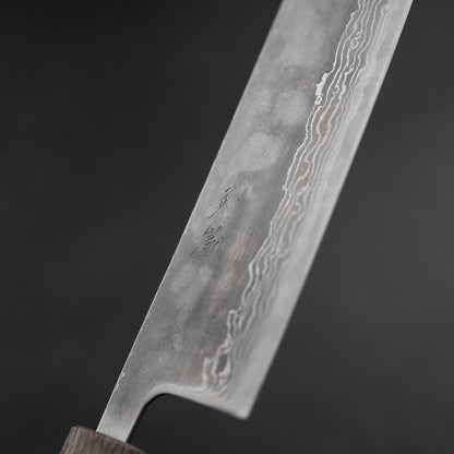 Nakiri AUS-10 Polished Nashiji Damascus Yaki Urushi Handle 165mm