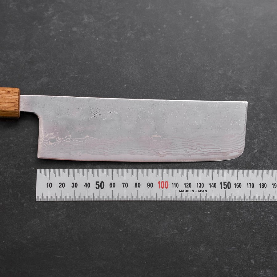 Nakiri AUS-10 Polished Nashiji Damascus Yaki Urushi Handle 165mm
