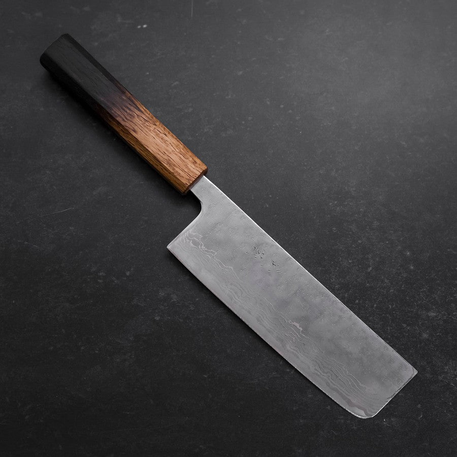 Nakiri AUS-10 Polished Nashiji Damascus Yaki Urushi Handle 165mm