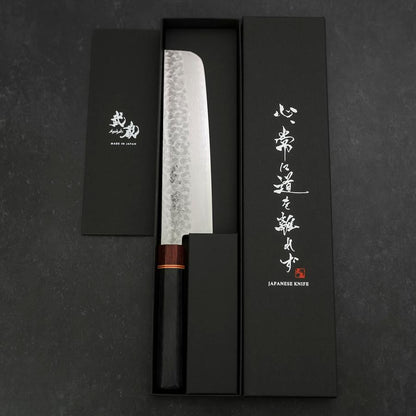 Nakiri AUS-10 Tsuchime Damascus Cherry Handle 180mm