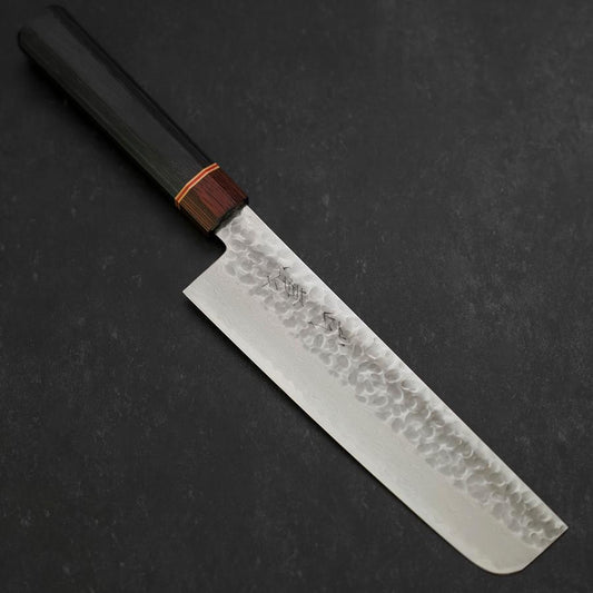 Nakiri AUS-10 Tsuchime Damascus Cherry Handle 180mm