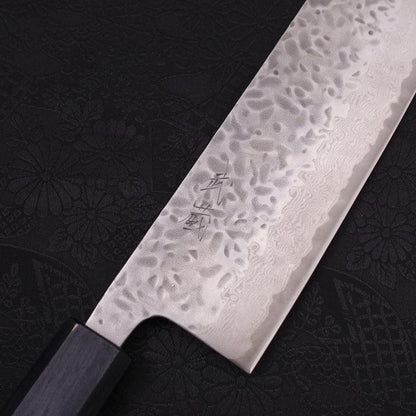 Nakiri AUS-10 Tsuchime Damascus Dark-Blue Urushi Handle 165mm